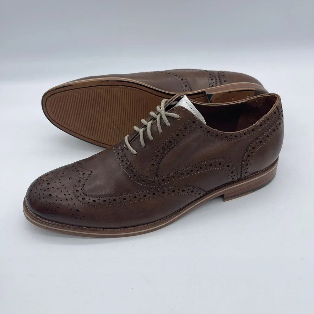 Warfield & Grand Men's Size 9 Wing Tip Oxfords Roy 63606 Brown Dress Shoes